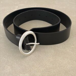 Aritzia Babaton Black Belt with Silver Buckle